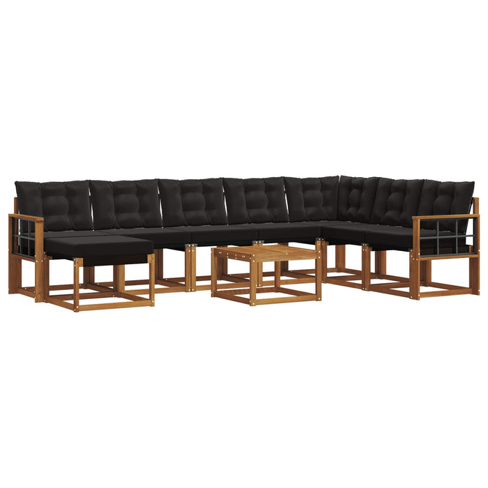 Set de canapele de exterior cu pernă 9 pcs Natural și Negru - WALTI WALTI