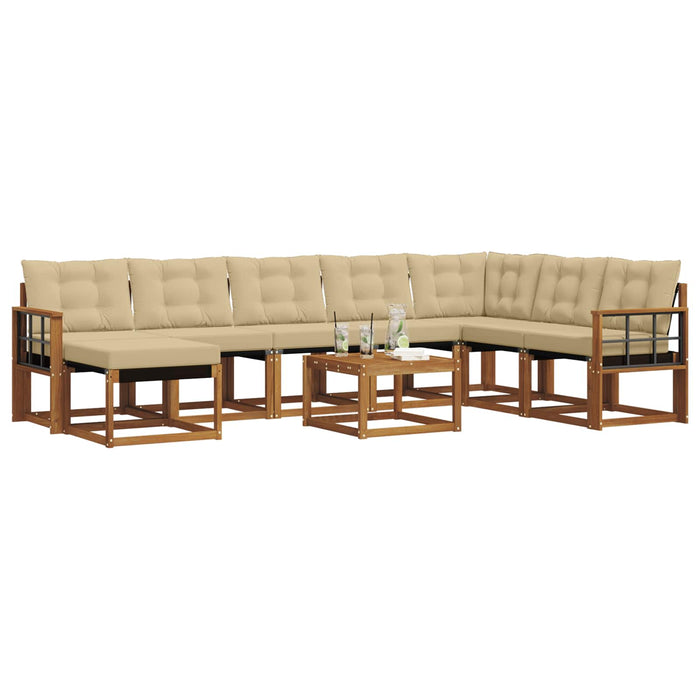 Set de canapele de exterior cu pernă 9 pcs Natural și Bej - WALTI WALTI
