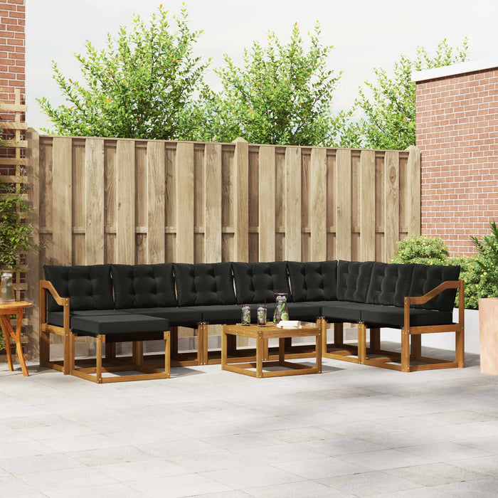 Set de canapele de exterior cu pernă 9 pcs Natural și Negru - WALTI WALTI