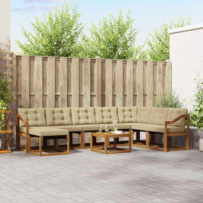 Set de canapele de exterior cu pernă 9 pcs Natural și Bej - WALTI WALTI