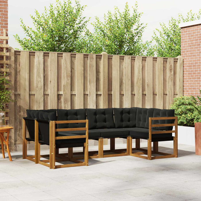 Set de canapele de exterior cu pernă 6 pcs Natural și Negru - WALTI WALTI