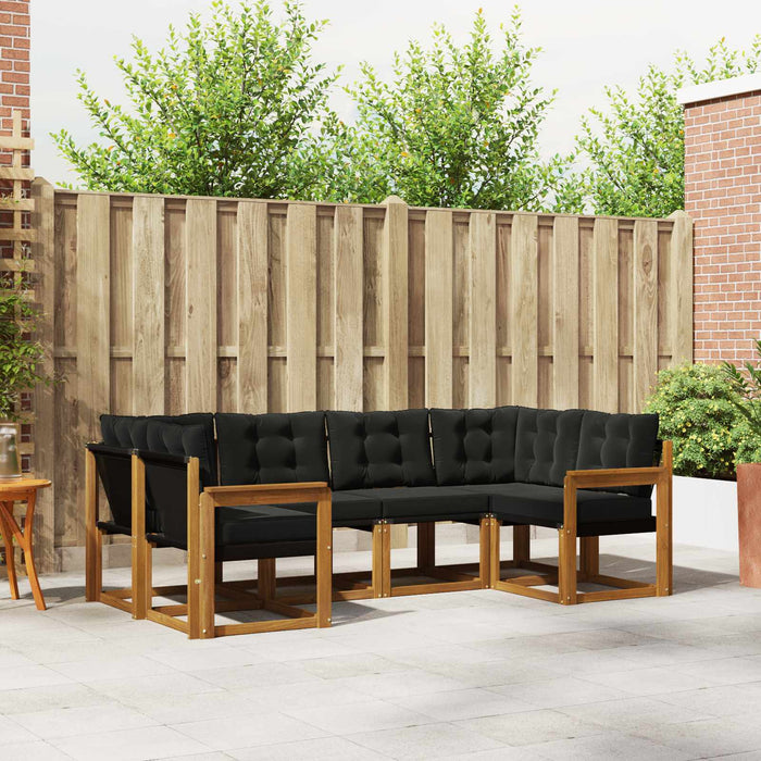 Set de canapele de exterior cu pernă 6 pcs Natural și Negru - WALTI WALTI