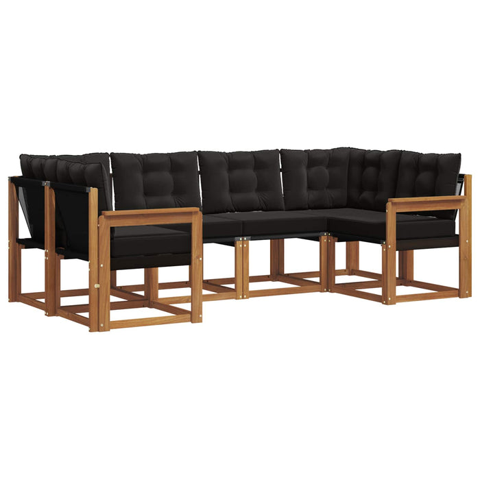 Set de canapele de exterior cu pernă 6 pcs Natural și Negru - WALTI WALTI