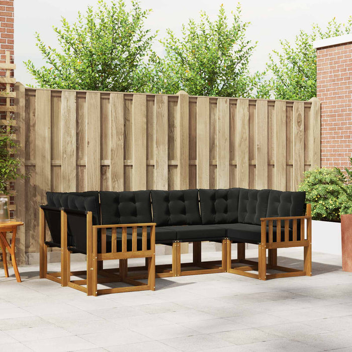 Set de canapele de exterior cu pernă 6 pcs Natural și Negru - WALTI WALTI