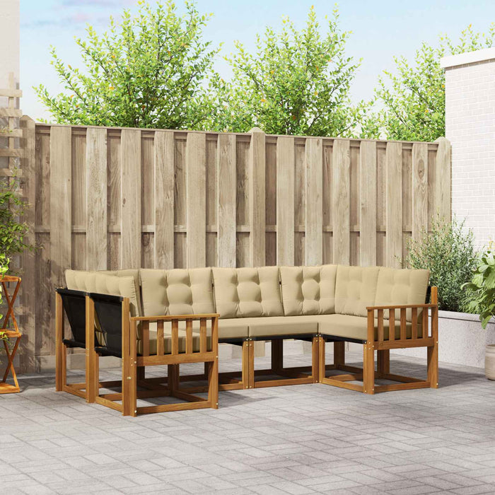 Set de canapele de exterior cu pernă 6 pcs Natural și Bej - WALTI WALTI
