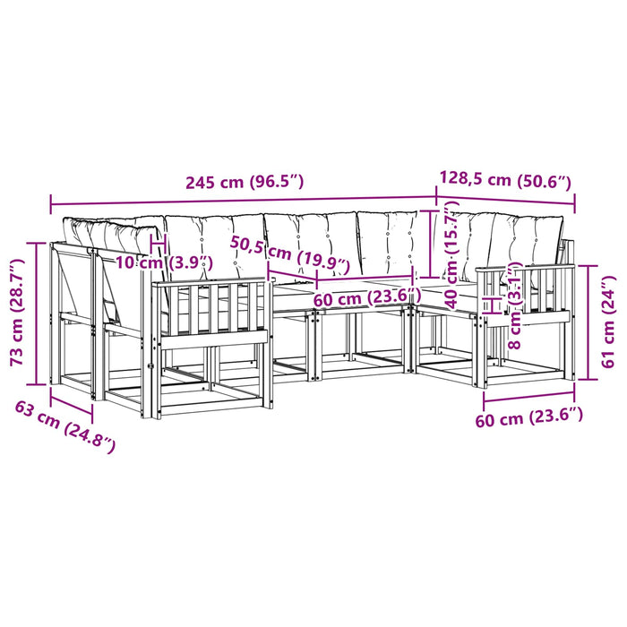 Set de canapele de exterior cu pernă 6 pcs Natural și Bej - WALTI WALTI
