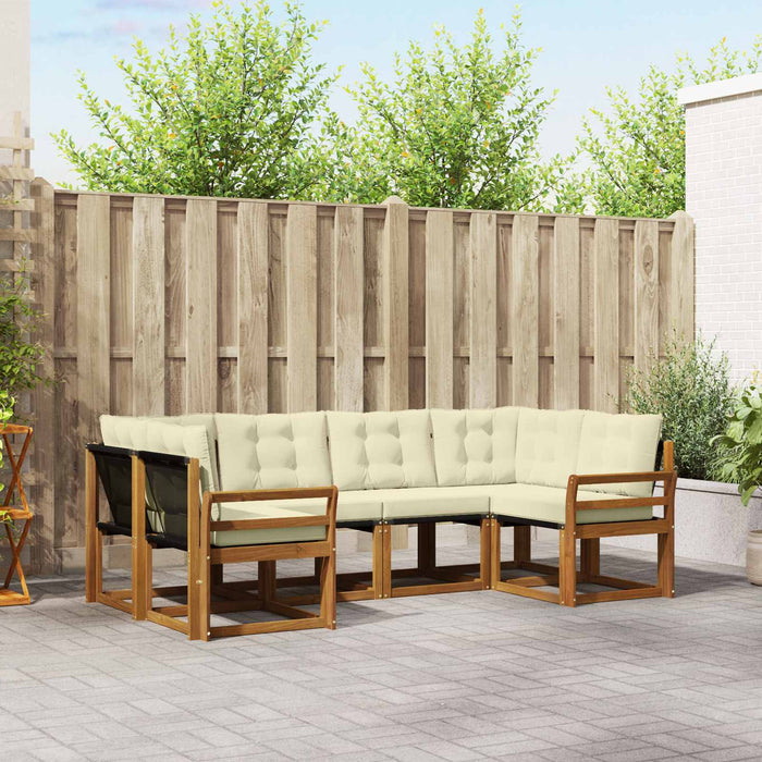 Set de canapele de exterior cu pernă 6 pcs Natural și Crem - WALTI WALTI
