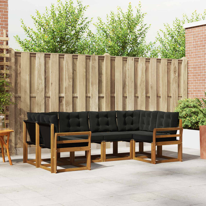 Set de canapele de exterior cu pernă 6 pcs Natural și Negru - WALTI WALTI