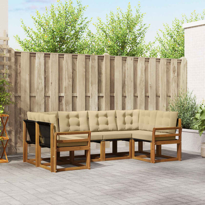 Set de canapele de exterior cu pernă 6 pcs Natural și Bej - WALTI WALTI