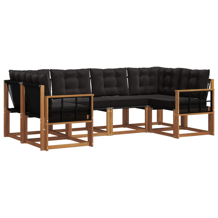 Set de canapele de exterior cu pernă 6 pcs Natural și Negru - WALTI WALTI