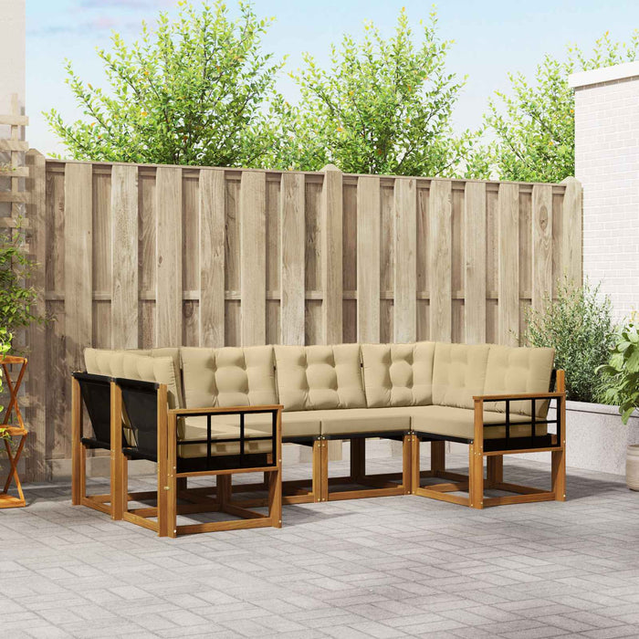 Set de canapele de exterior cu pernă 6 pcs Natural și Bej - WALTI WALTI