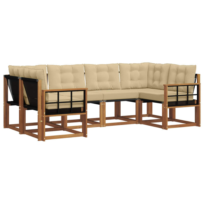 Set de canapele de exterior cu pernă 6 pcs Natural și Bej - WALTI WALTI