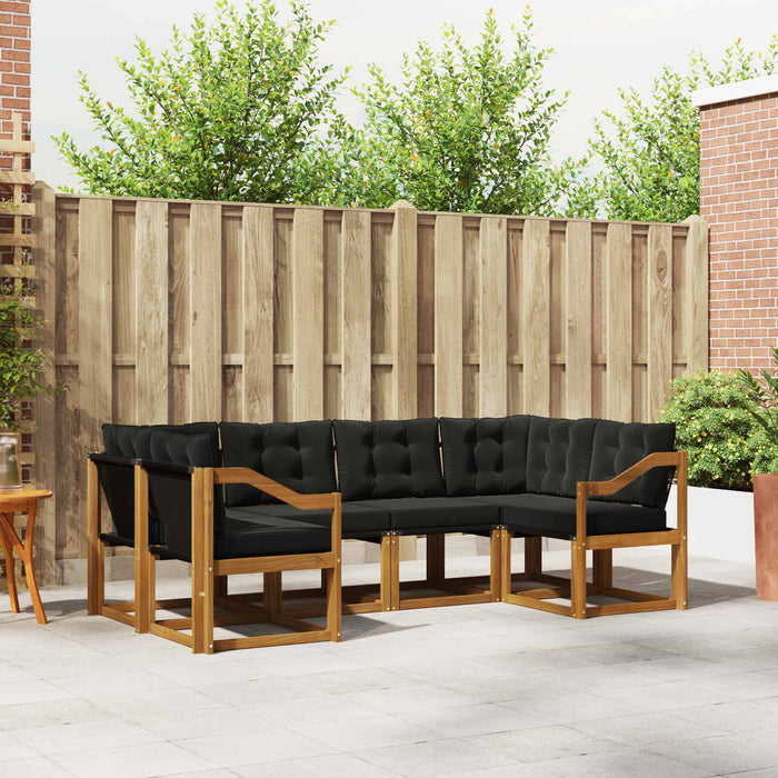 Set de canapele de exterior cu pernă 6 pcs Natural și Negru - WALTI WALTI