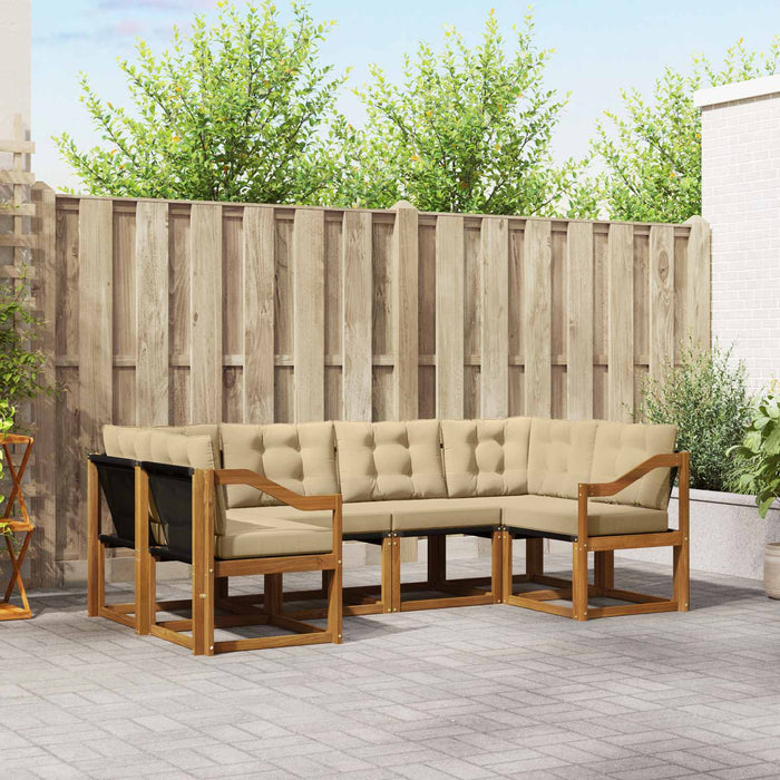 Set de canapele de exterior cu pernă 6 pcs Natural și Bej - WALTI WALTI