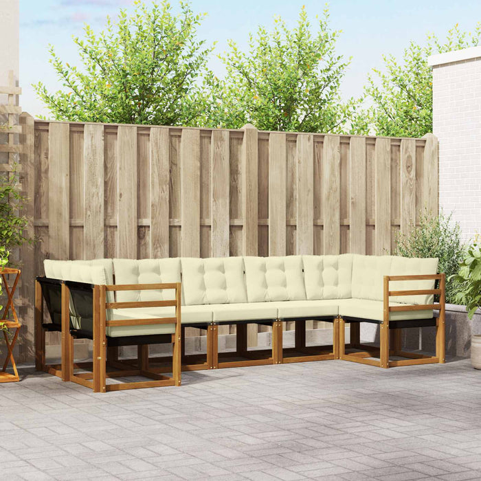 Set de canapele de exterior cu pernă 7 pcs Natural și Crem - WALTI WALTI