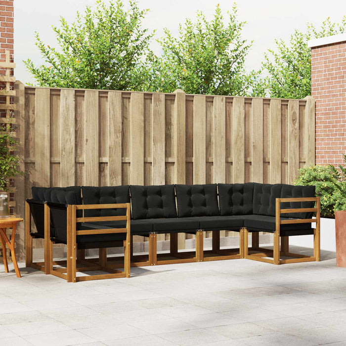 Set de canapele de exterior cu pernă 7 pcs Natural și Negru - WALTI WALTI