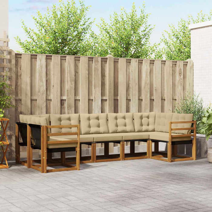 Set de canapele de exterior cu pernă 7 pcs Natural și Bej - WALTI WALTI