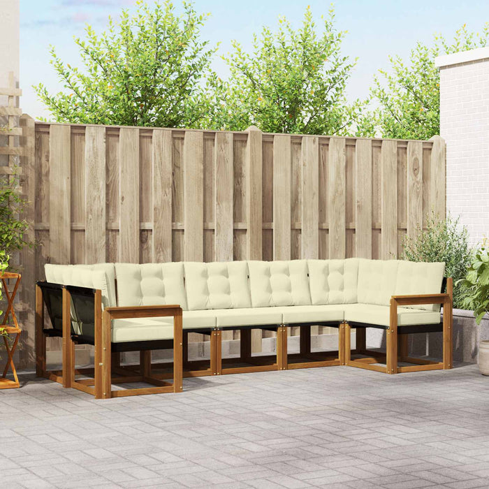 Set de canapele de exterior cu pernă 7 pcs Natural și Crem - WALTI WALTI