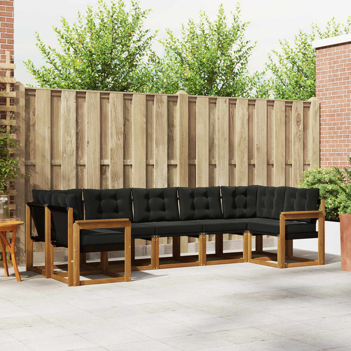 Set de canapele de exterior cu pernă 7 pcs Natural și Negru - WALTI WALTI