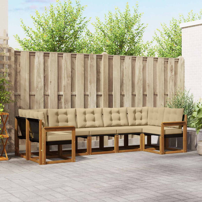 Set de canapele de exterior cu pernă 7 pcs Natural și Bej - WALTI WALTI
