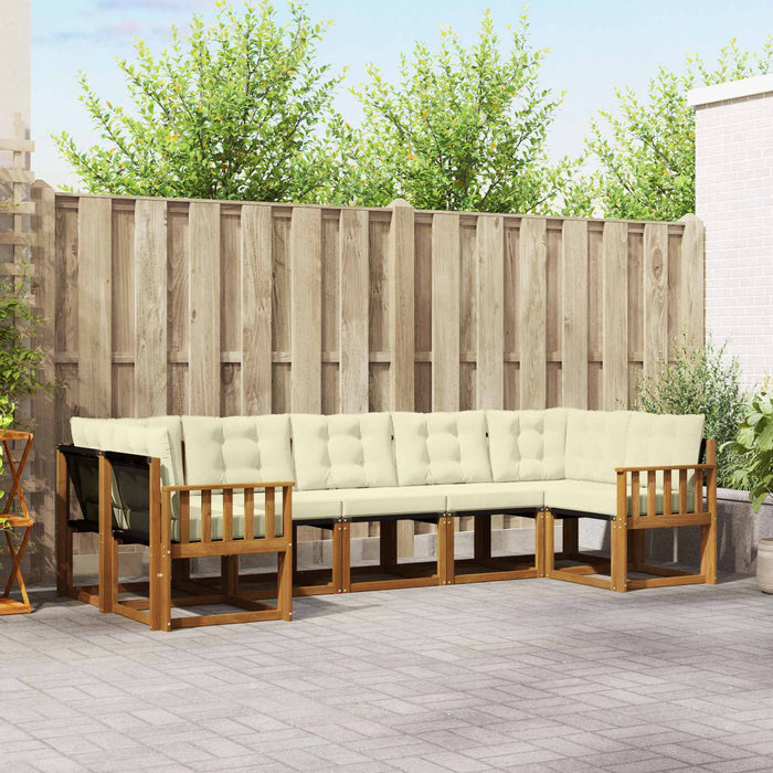 Set de canapele de exterior cu pernă 7 pcs Natural și Crem - WALTI WALTI