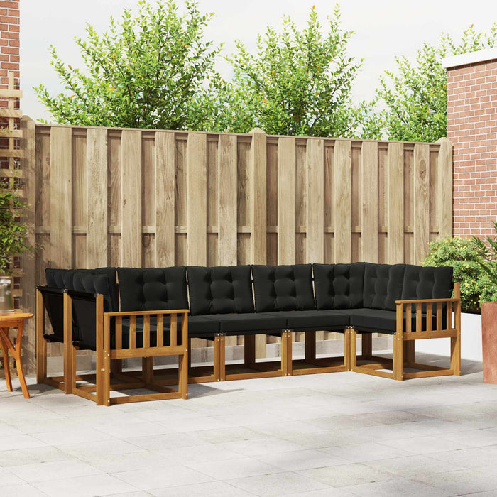 Set de canapele de exterior cu pernă 7 pcs Natural și Negru - WALTI WALTI