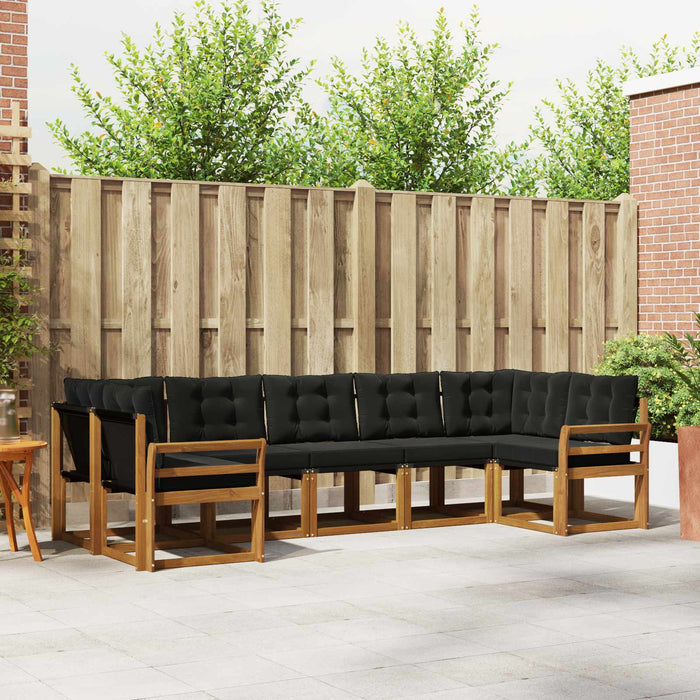 Set de canapele de exterior cu pernă 7 pcs Natural și Negru - WALTI WALTI
