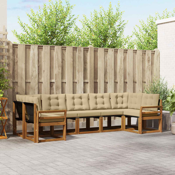 Set de canapele de exterior cu pernă 7 pcs Natural și Bej - WALTI WALTI