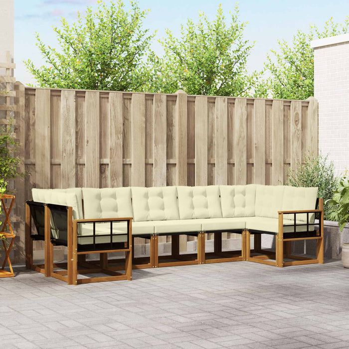 Set de canapele de exterior cu pernă 7 pcs Natural și Crem - WALTI WALTI