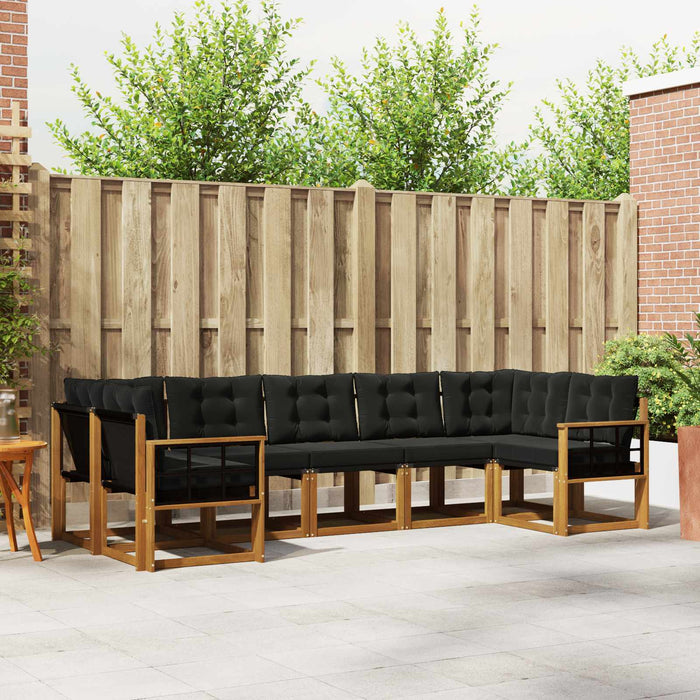 Set de canapele de exterior cu pernă 7 pcs Natural și Negru - WALTI WALTI
