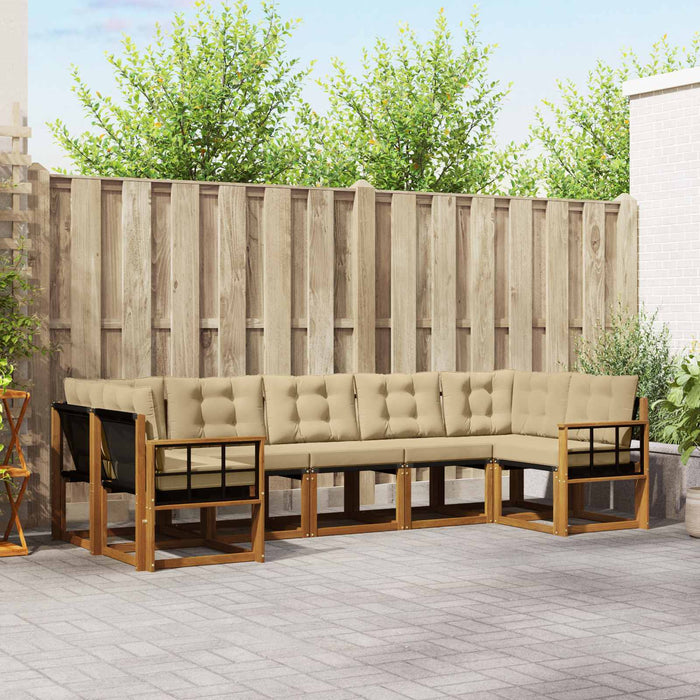 Set de canapele de exterior cu pernă 7 pcs Natural și Bej - WALTI WALTI