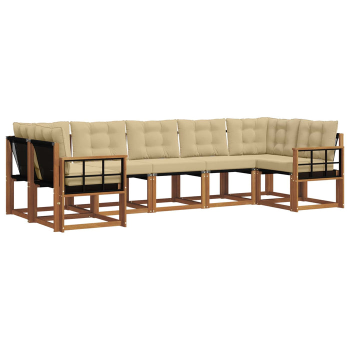 Set de canapele de exterior cu pernă 7 pcs Natural și Bej - WALTI WALTI