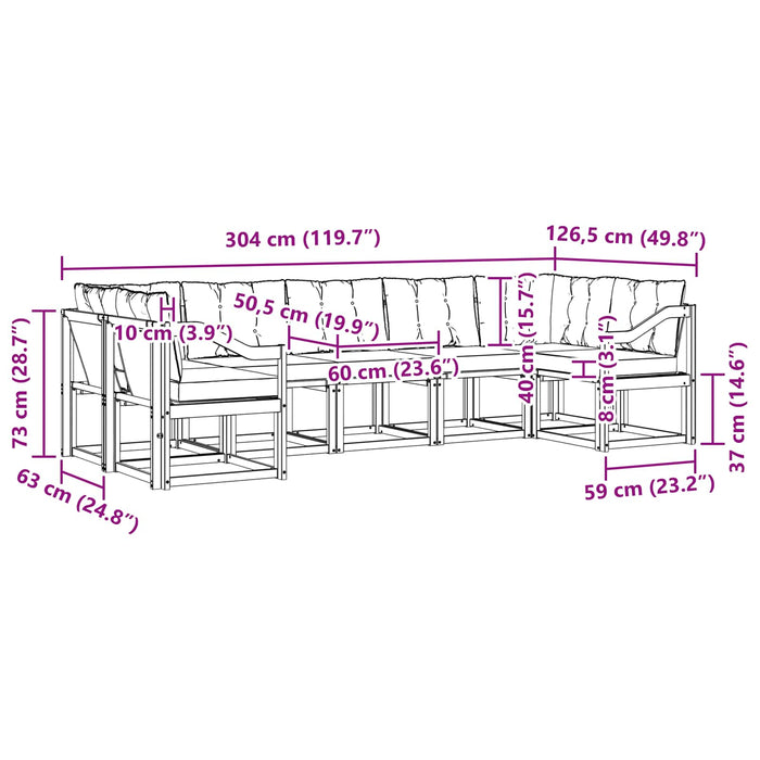 Set de canapele de exterior cu pernă 7 pcs Natural și Crem - WALTI WALTI