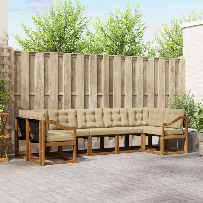 Set de canapele de exterior cu pernă 7 pcs Natural și Bej - WALTI WALTI