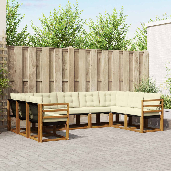 Set de canapele de exterior cu pernă 9 pcs Natural și Crem WALTI