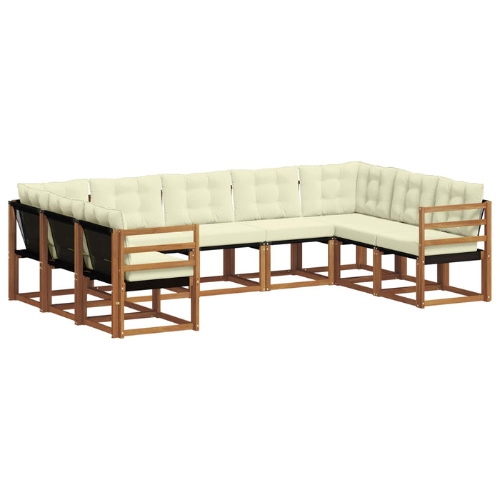 Set de canapele de exterior cu pernă 9 pcs Natural și Crem WALTI