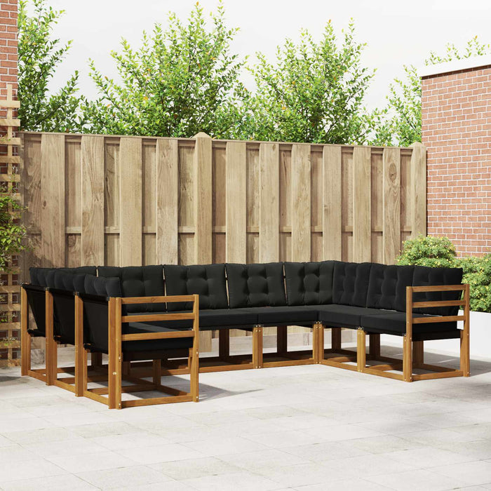 Set de canapele de exterior cu pernă 9 pcs Natural și Negru WALTI