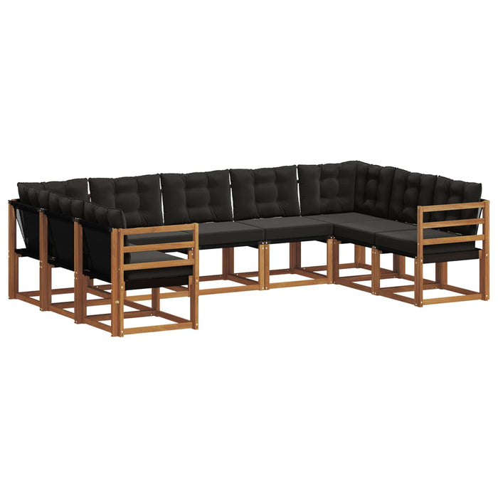 Set de canapele de exterior cu pernă 9 pcs Natural și Negru WALTI