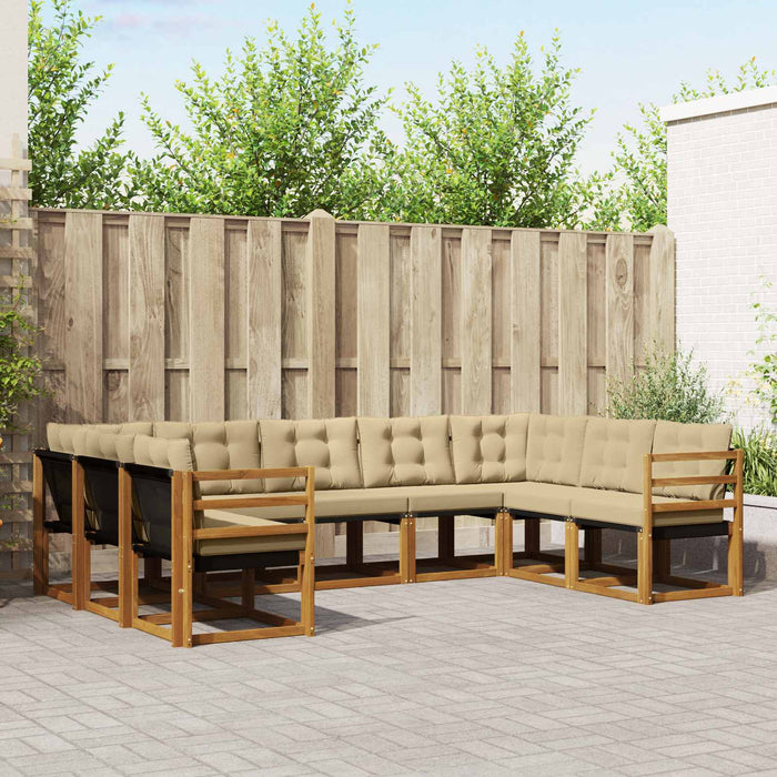 Set de canapele de exterior cu pernă 9 pcs Natural și Bej WALTI