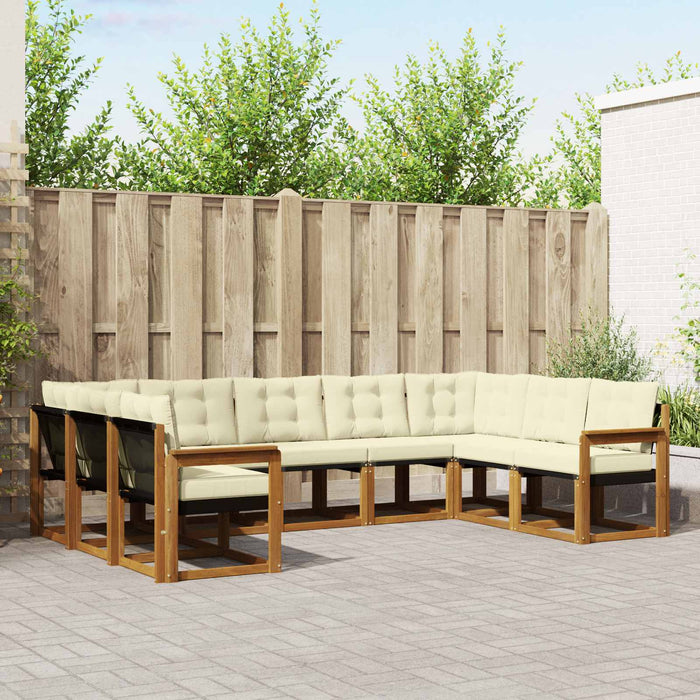 Set de canapele de exterior cu pernă 9 pcs Natural și Crem WALTI