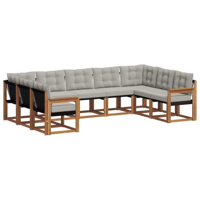 Set de canapele de exterior 9 pcs Gri natural și deschis WALTI