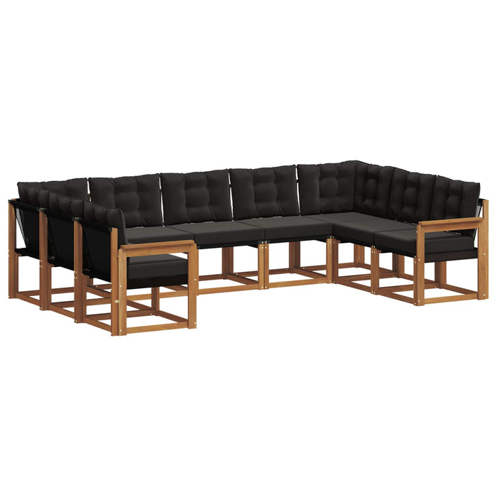 Set de canapele de exterior cu pernă 9 pcs Natural și Negru WALTI