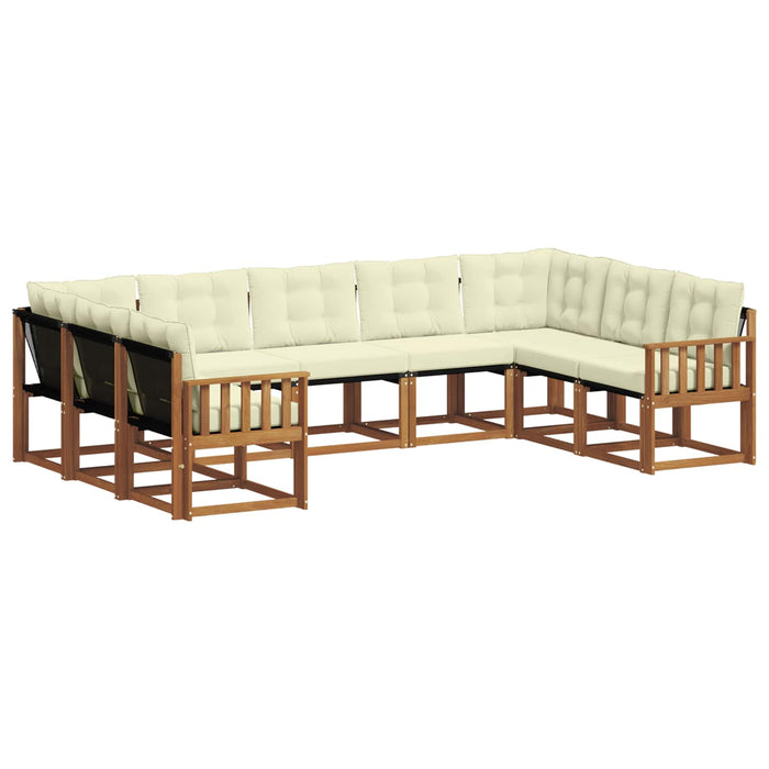Set de canapele de exterior cu pernă 9 pcs Natural și Crem WALTI