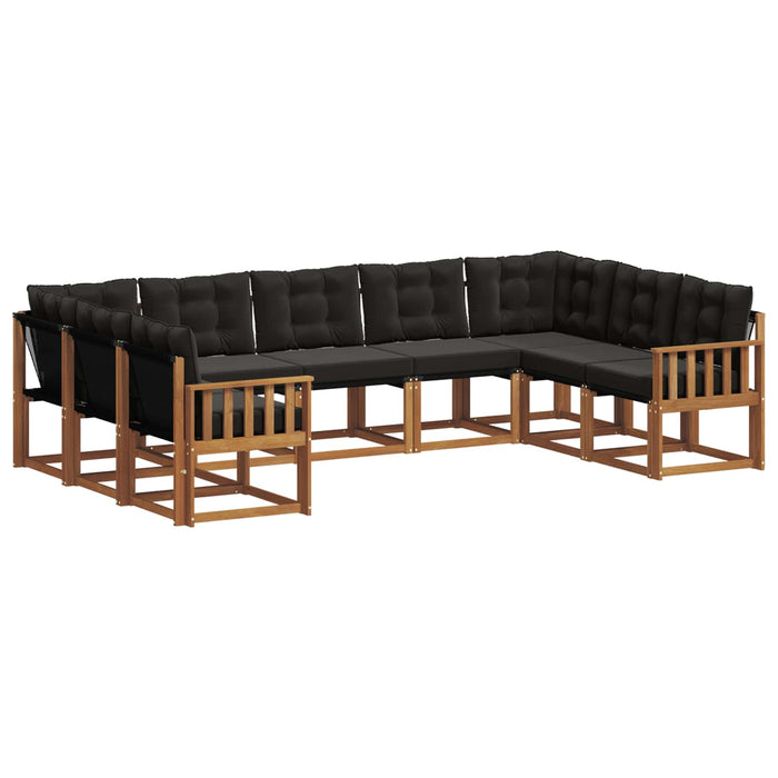 Set de canapele de exterior cu pernă 9 pcs Natural și Negru WALTI