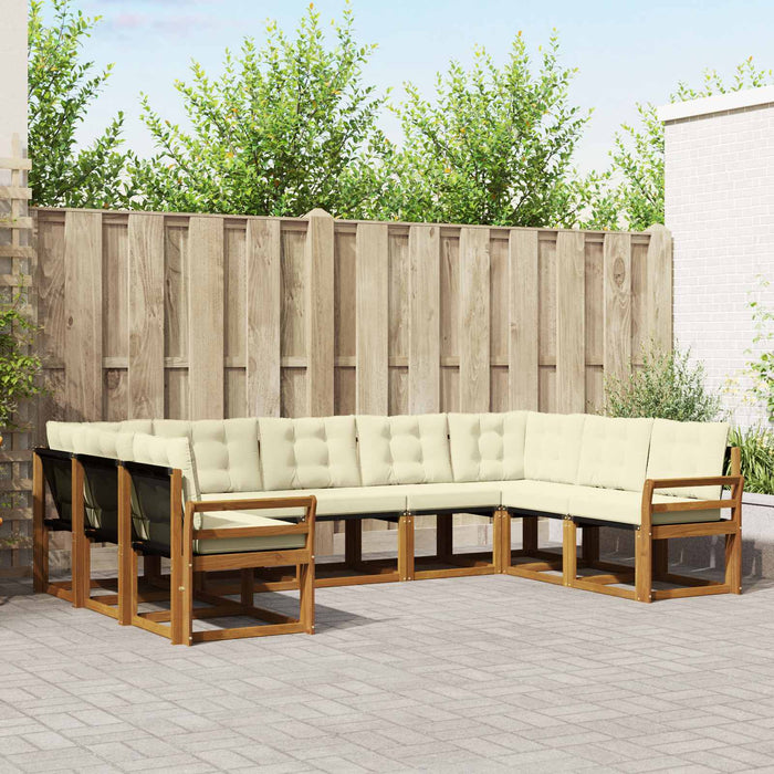 Set de canapele de exterior cu pernă 9 pcs Natural și Crem WALTI