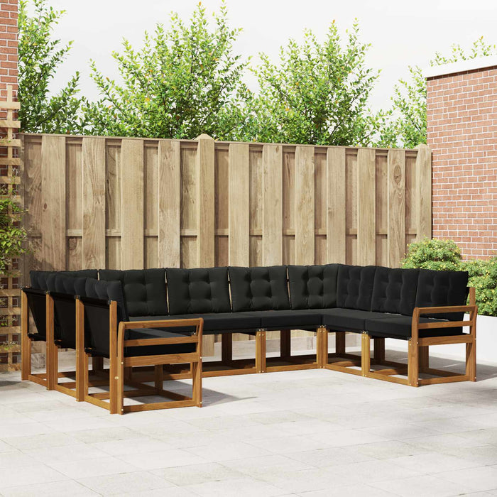 Set de canapele de exterior cu pernă 9 pcs Natural și Negru WALTI