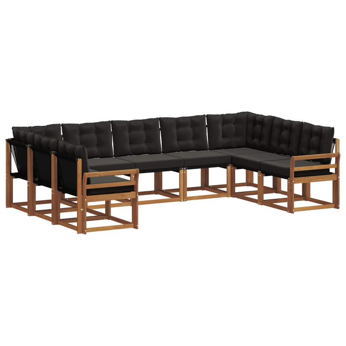 Set de canapele de exterior cu pernă 9 pcs Natural și Negru WALTI