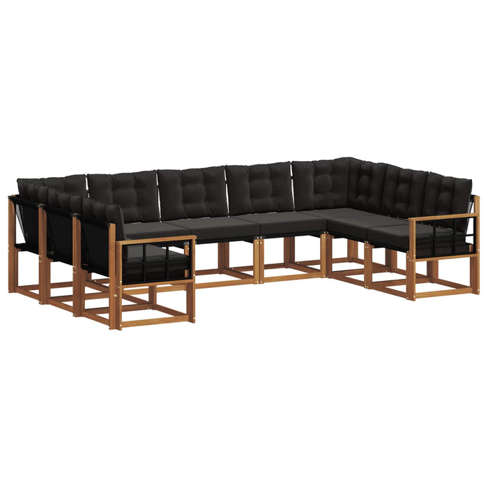 Set de canapele de exterior cu pernă 9 pcs Natural și Negru WALTI