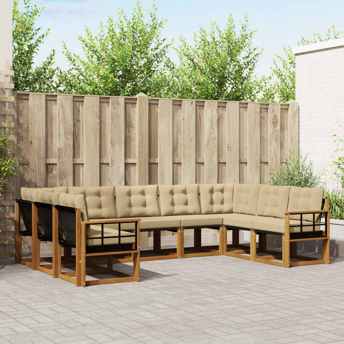 Set de canapele de exterior cu pernă 9 pcs Natural și Bej WALTI