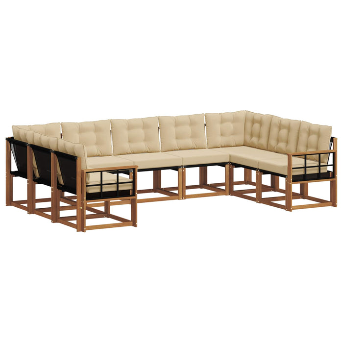 Set de canapele de exterior cu pernă 9 pcs Natural și Bej WALTI